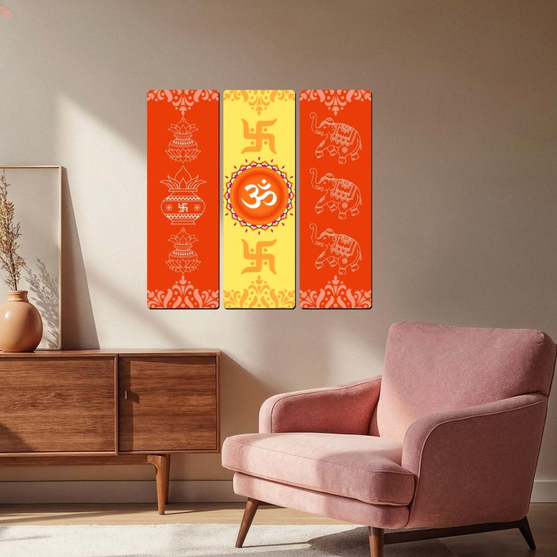 Om Swastik Traditional Wall Hanging for Home Entrance & Decor Hindu Spiritual Wall Art